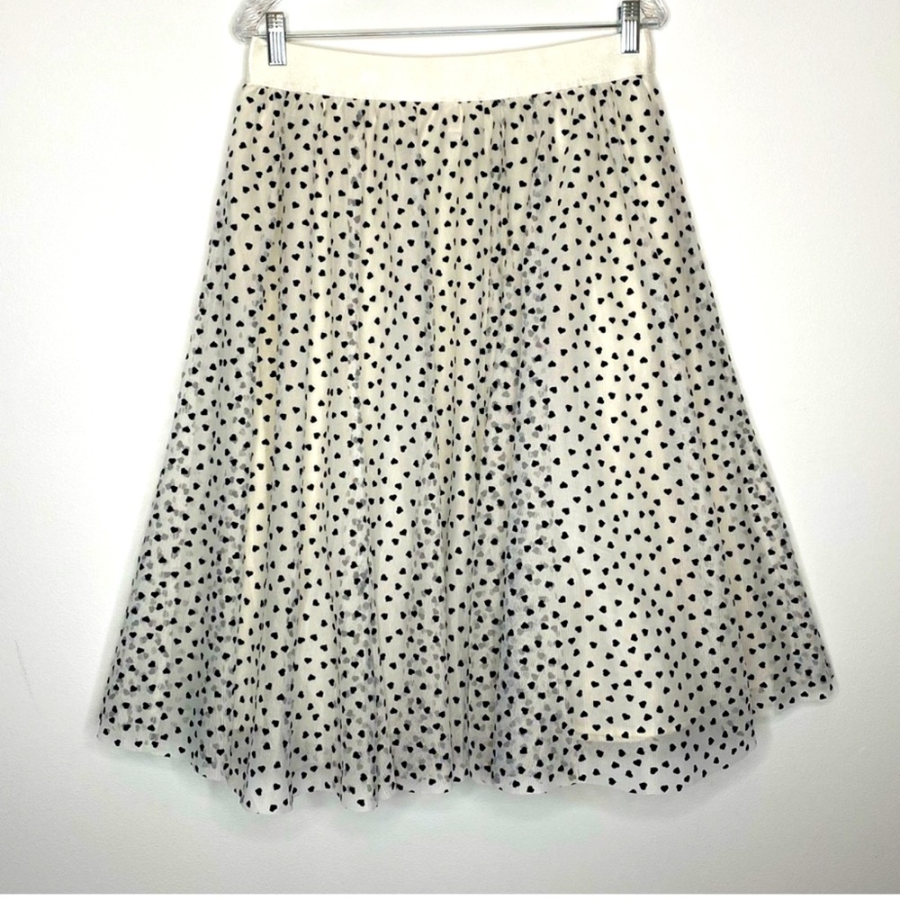 A New Day Black Flocked Hearts Tulle Skirt